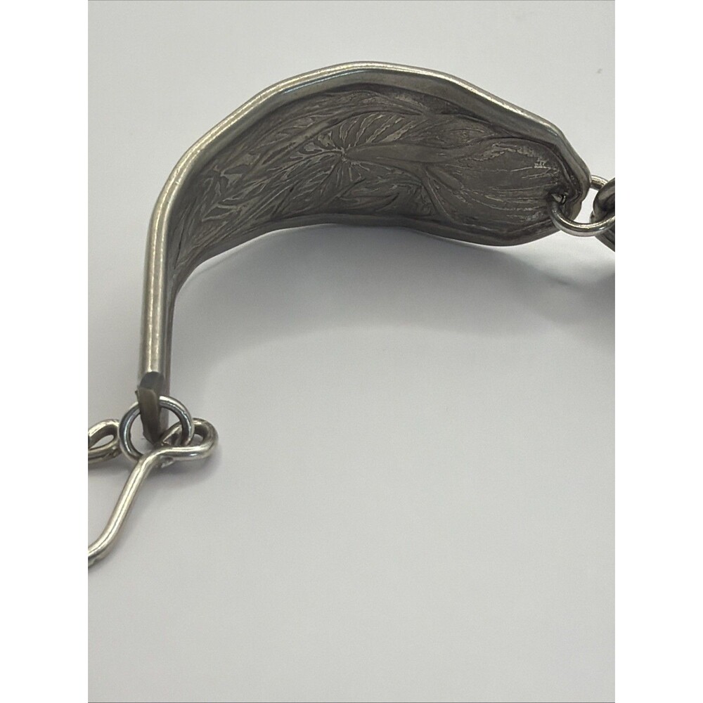 Vintage Silver Flatware Bracelet Floral Art Nouveau Spoon Handle Cuff Calla Lily - Picture 7 of 15